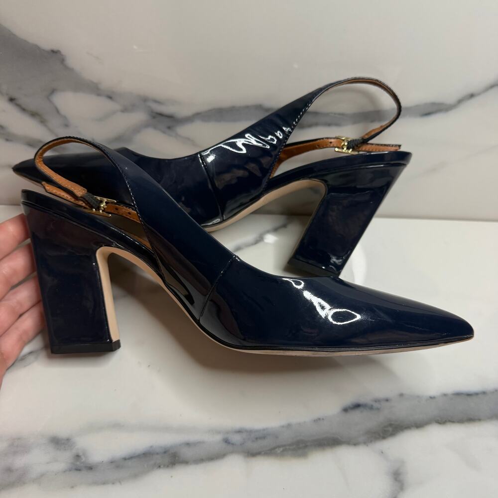 Franco Sarto Women's Blue Patent Leather Sophie Slingback Sophie Pumps Sz 9.5 - Picture 5 of 8